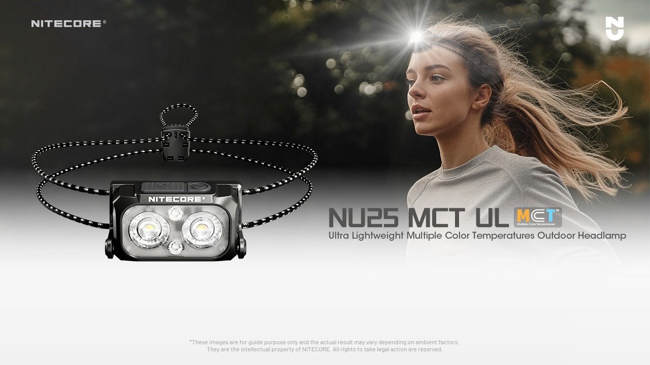 NITECORE NU25 MCT UL 400 Lumen pannlampa lättvikt USB-C laddningsbar för vandring, camping och nödsituationer