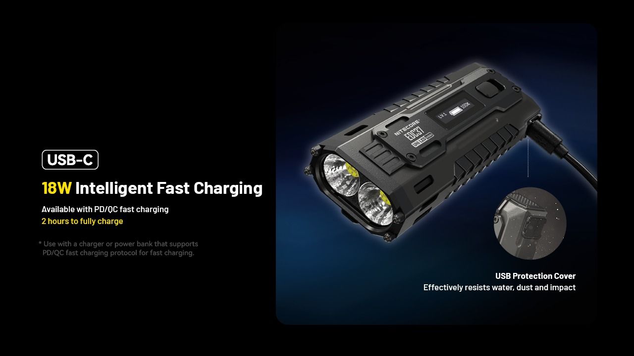 NITECORE EDC37 8000LM USB-C uppladdningsbara ficklampor