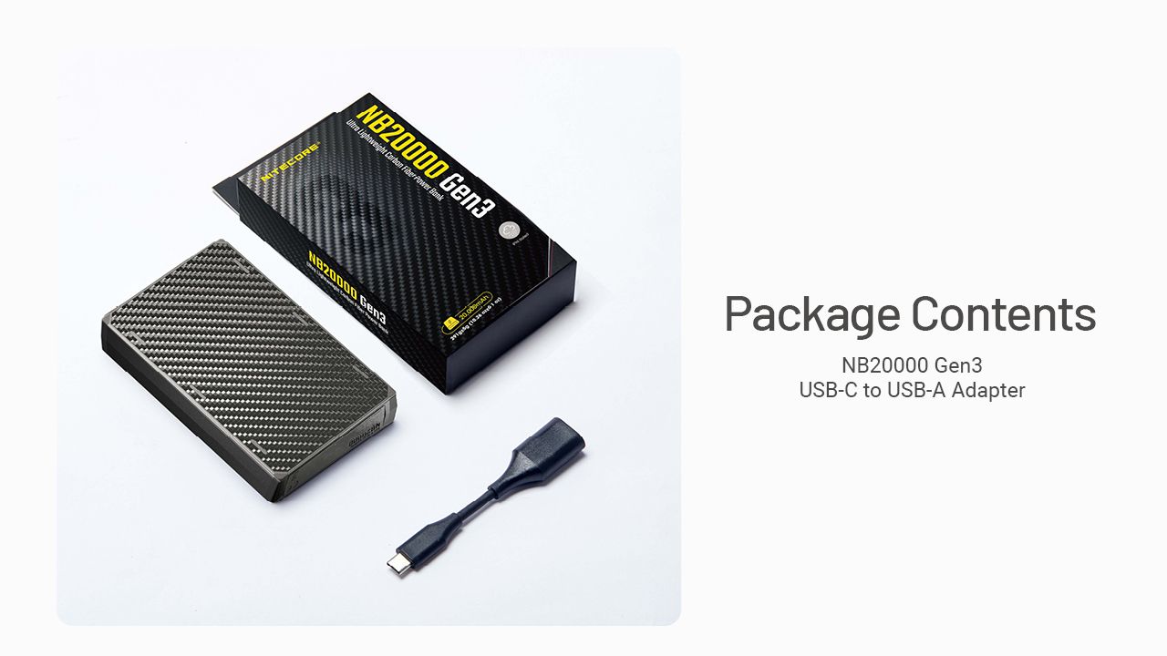 Nitecore NB20000 Gen3 Powerbank Dubbel USB-C-portar 20000mAh Snabbladdning Lättvikt Resekamrat