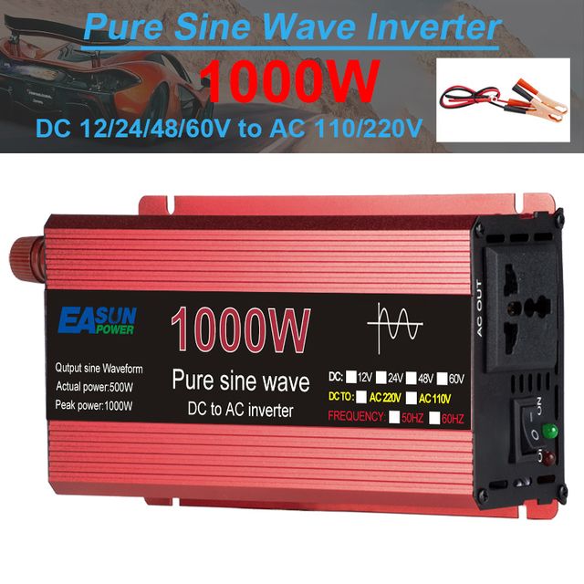Pure Sine Wave Inverter 3000W för off-grid livsstil lätt aluminium-magnesiumlegering AC 110V/220V stabil ström