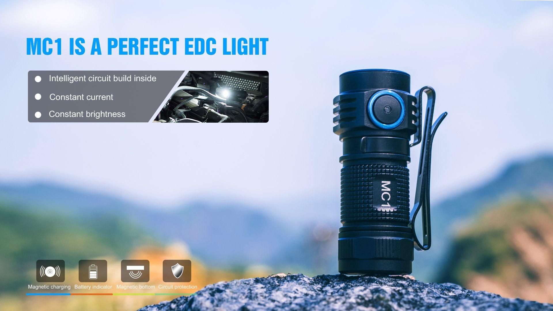 TrustFire MC1 Baton kompakt 1000 lumen LED ficklampa med XP-L HI magnetisk laddning för vardaglig bärbarhet