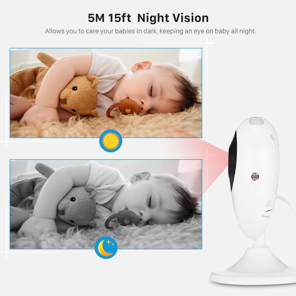 SP880 trådlös videobabymonitor med 2.4-tum LCD infraröd nattvision och tvåvägsljud för trygg babyövervakning