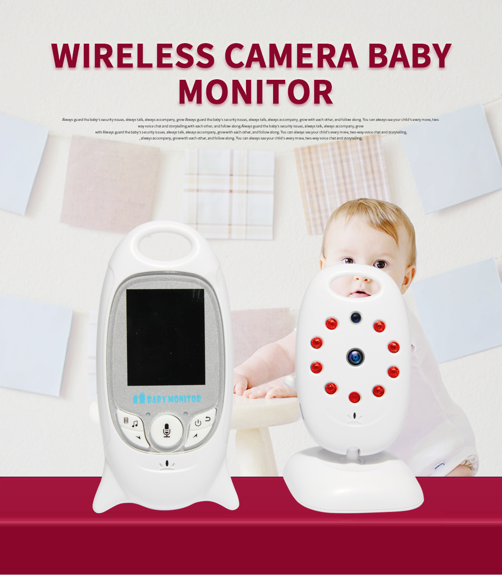 VB601 2.4G trådlös videobabyvakt med tvåvägskommunikation IR LED nattsyn bärbar babysäkerhetsenhet