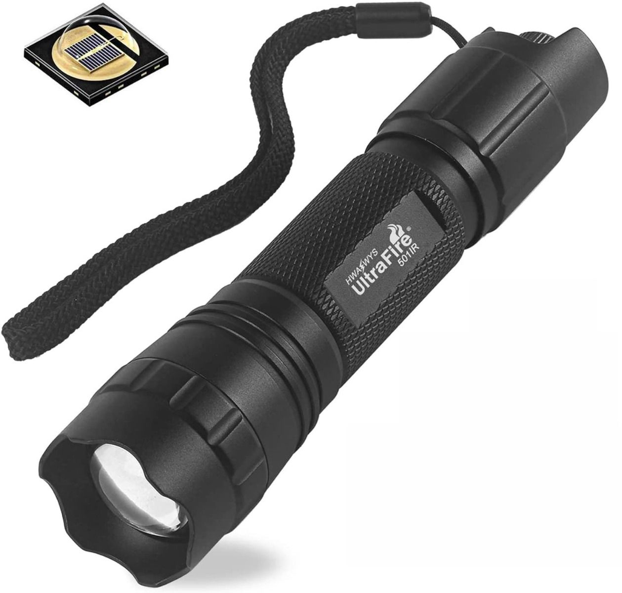 UltraFire 940nm LED IR-ficklampa med justerbart fokus och steglös dimring för mörkersyn, jakt och utforskning av vilda djur