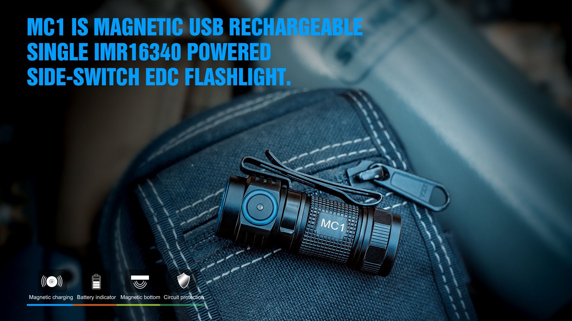 TrustFire MC1 Baton kompakt 1000 lumen LED ficklampa med XP-L HI magnetisk laddning för vardaglig bärbarhet
