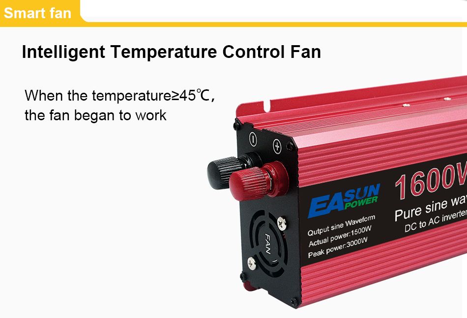 Ren sinusvågsväxelriktare 3000W 2200W 1600W 1000W Hållbar aluminium-magnesiumdesign Hög verkningsgrad Campingkraft