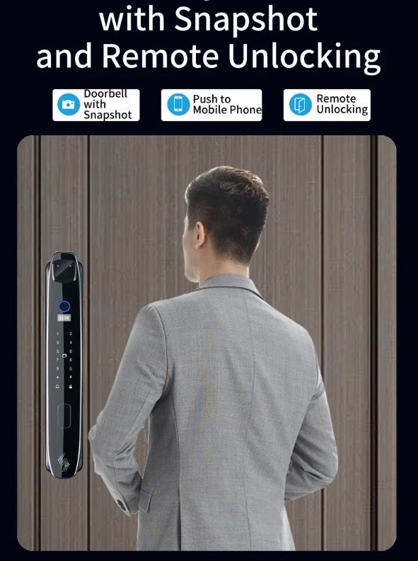 3D Face Smart Dörrlås med Säkerhetskamera Monitor Fingeravtrycksskanning Smart Home Security Avancerad Teknologi