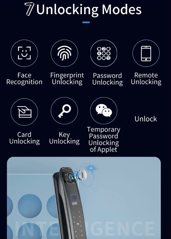 3D Face Smart Dörrlås med Säkerhetskamera Monitor Fingeravtrycksskanning Smart Home Security Avancerad Teknologi