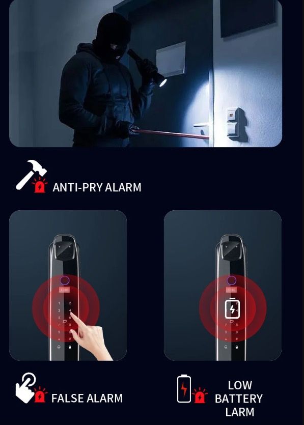 3D Face Smart Dörrlås med Säkerhetskamera Monitor Fingeravtrycksskanning Smart Home Security Avancerad Teknologi