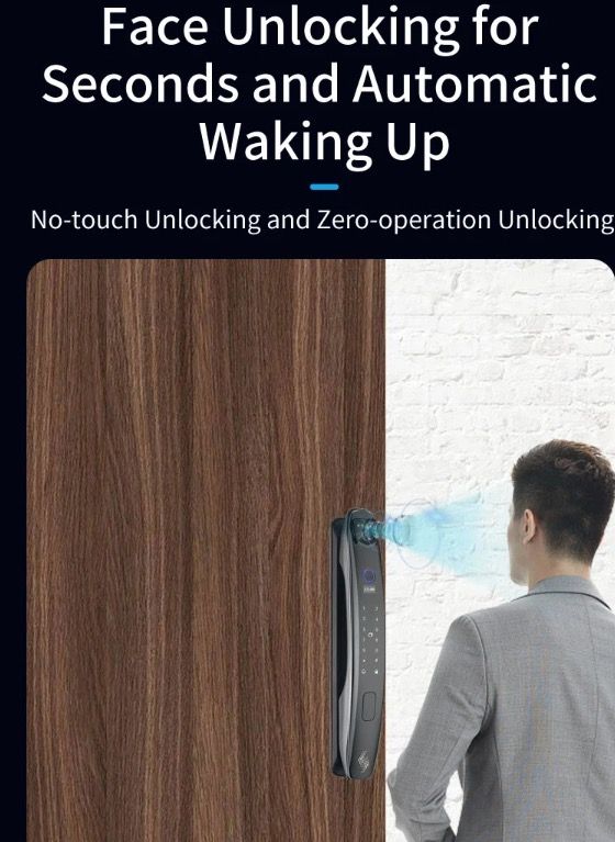 3D Face Smart Dörrlås med Säkerhetskamera Monitor Fingeravtrycksskanning Smart Home Security Avancerad Teknologi