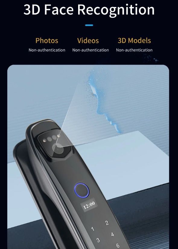 3D Face Smart Dörrlås med Säkerhetskamera Monitor Fingeravtrycksskanning Smart Home Security Avancerad Teknologi