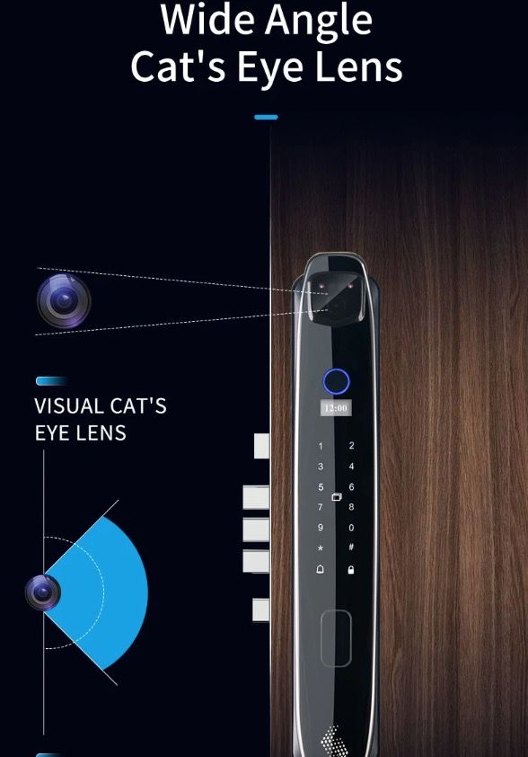 3D Face Smart Dörrlås med Säkerhetskamera Monitor Fingeravtrycksskanning Smart Home Security Avancerad Teknologi