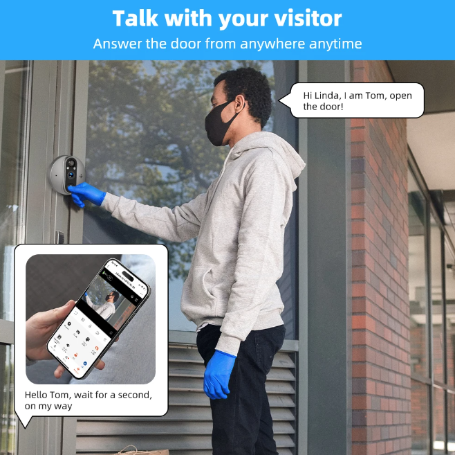 Tuya Smart 1080P WiFi titthålsvideokamera med PIR rörelsedetektor och nattvision för hemsäkerhet