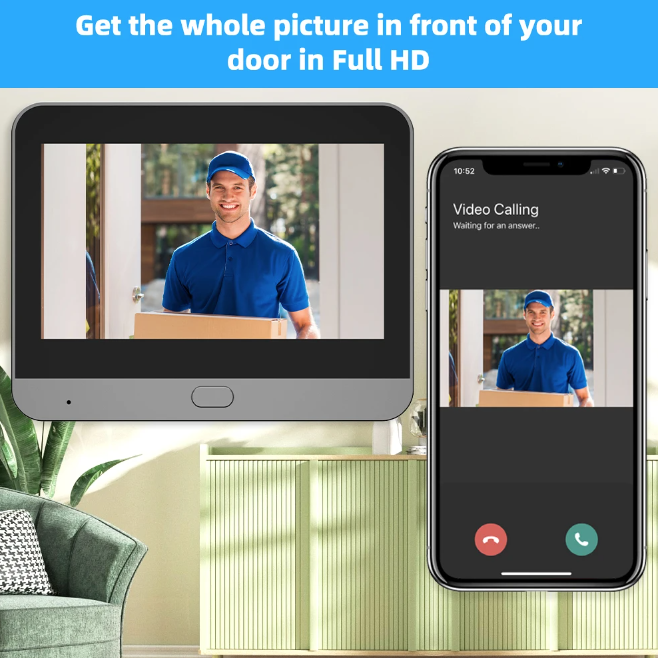 Tuya Smart 1080P WiFi titthålsvideokamera med PIR rörelsedetektor och nattvision för hemsäkerhet
