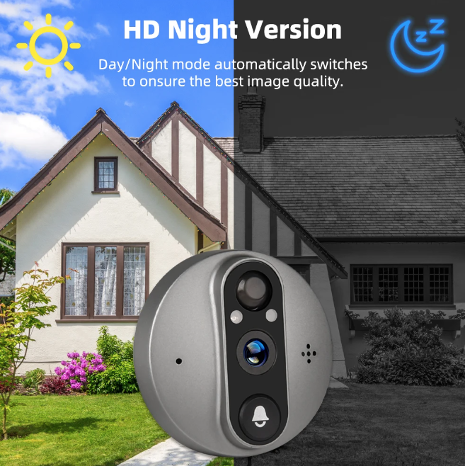 Tuya Smart 1080P WiFi titthålsvideokamera med PIR rörelsedetektor och nattvision för hemsäkerhet