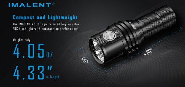 IMALENT MS03 XHP70 EDC Ficklampa 13000 Lumen med 324 Meters Räckvidd Lättvikt Hållbar för Utomhusäventyr