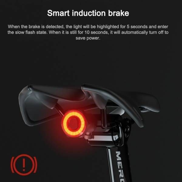 MEROCA MX2 Smart Sensor Broms- och Bakljus USB-laddning Högeffekts-LEDs för Bergs- och Landsvägscykel Säkerhet