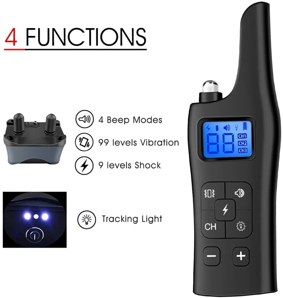 Upptäck effektiv 800m elektrisk hund träningskrage fjärrkontroll 3 träningsläge små medelstora stora hundar