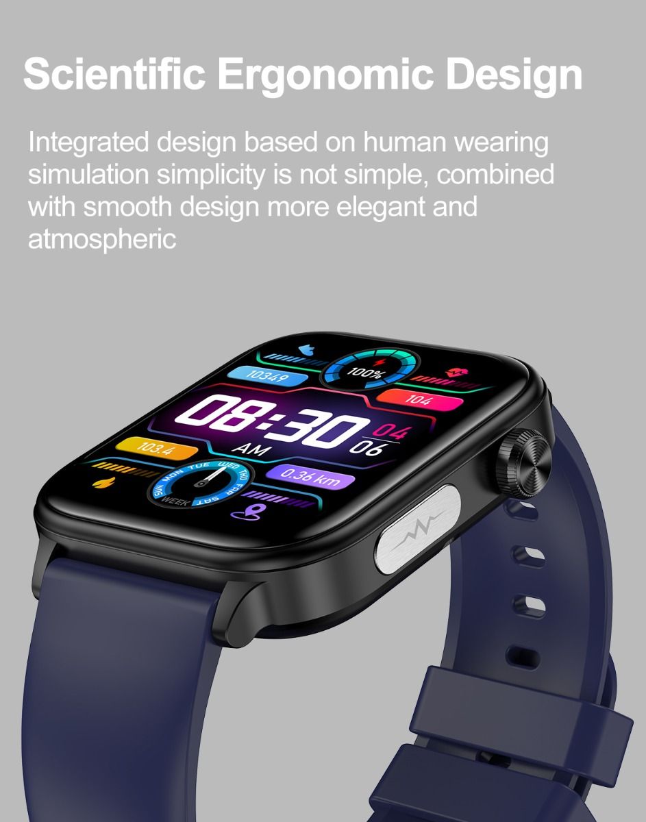 ET570 Blodsocker Smartwatch EKG Puls Blodtryck Hälsa Icke-invasiv Blodsocker Mätning, 1.96" Pekskärm för Android iOS