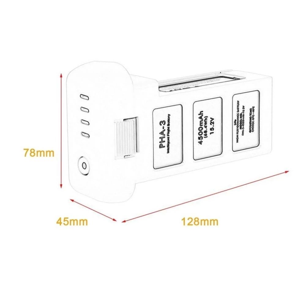 DJI Phantom 3 4500mAh 15.2V 4S LiPo Drone-batteri för lång flygtid, avancerad säkerhet, flygfotografering