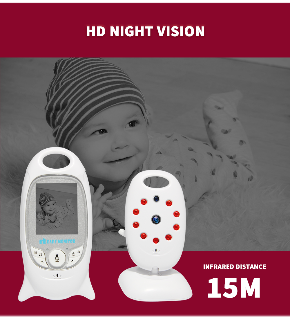 VB601 2.4G trådlös videobabyvakt med tvåvägskommunikation IR LED nattsyn bärbar babysäkerhetsenhet