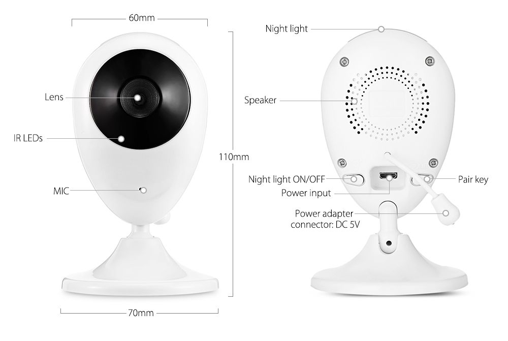 SP880 trådlös videobabymonitor med 2.4-tum LCD infraröd nattvision och tvåvägsljud för trygg babyövervakning