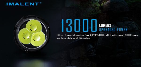IMALENT MS03 XHP70 EDC Ficklampa 13000 Lumen med 324 Meters Räckvidd Lättvikt Hållbar för Utomhusäventyr