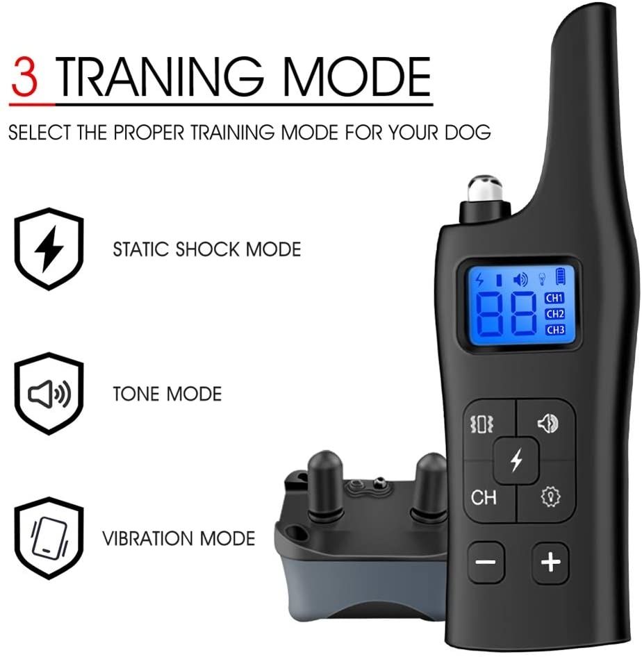 Upptäck effektiv 800m elektrisk hund träningskrage fjärrkontroll 3 träningsläge små medelstora stora hundar