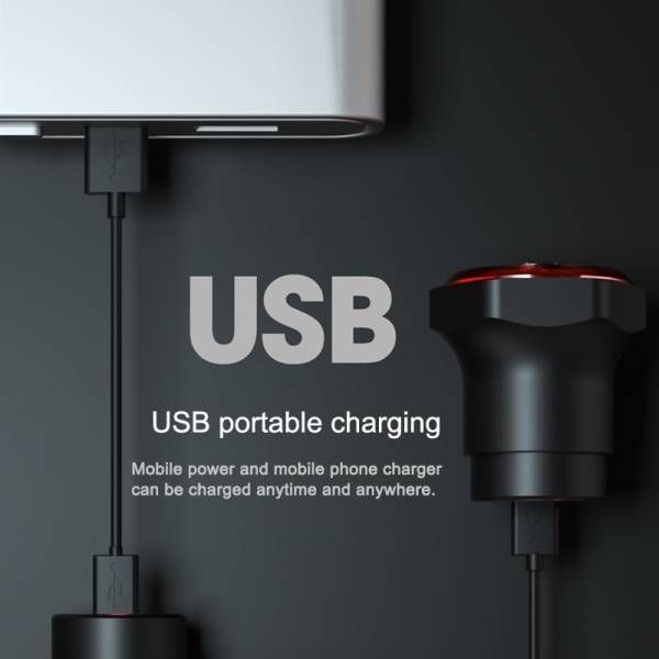 MEROCA MX2 Smart Sensor Broms- och Bakljus USB-laddning Högeffekts-LEDs för Bergs- och Landsvägscykel Säkerhet