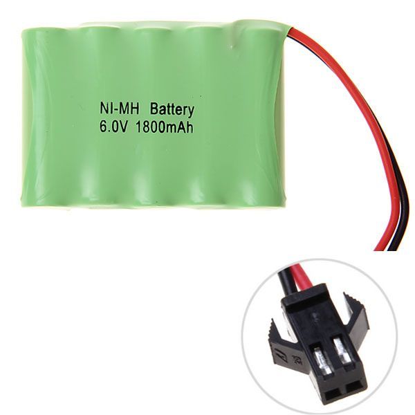 Miljövänligt 6V 1800mAh Ni-MH SM Plug laddningsbart batteripaket för leksaker och fjärrstyrda fordon