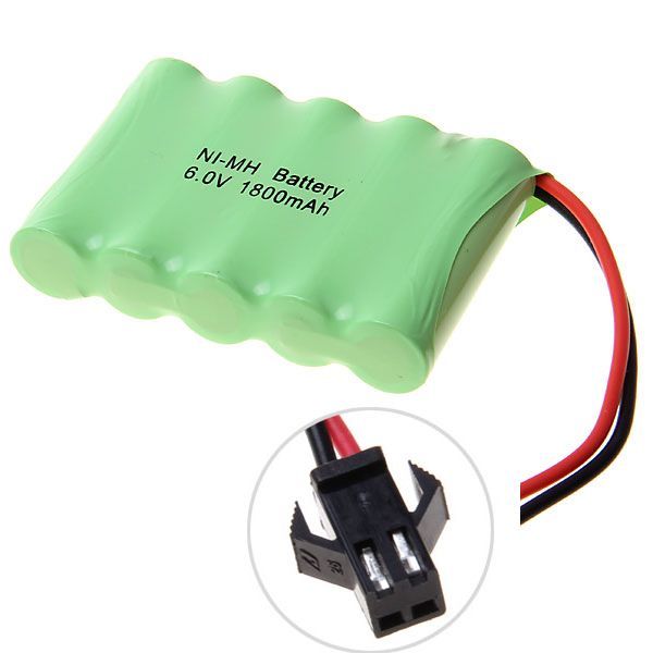 Miljövänligt 6V 1800mAh Ni-MH SM Plug laddningsbart batteripaket för leksaker och fjärrstyrda fordon