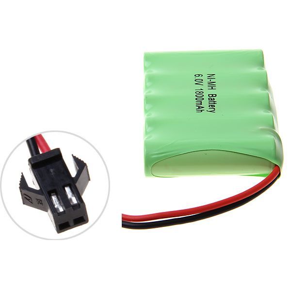 Miljövänligt 6V 1800mAh Ni-MH SM Plug laddningsbart batteripaket för leksaker och fjärrstyrda fordon