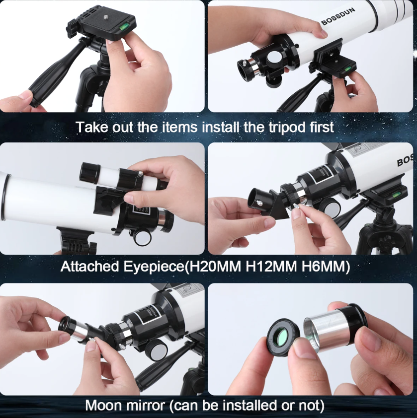 Upptäck universums under med Bossdun teleskop 333X förstoring för månskådning och barnens astronomiska äventyr