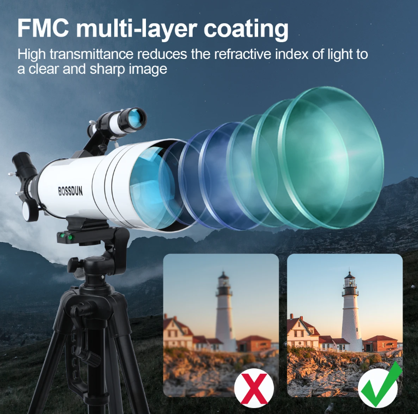 Upptäck universums under med Bossdun teleskop 333X förstoring för månskådning och barnens astronomiska äventyr
