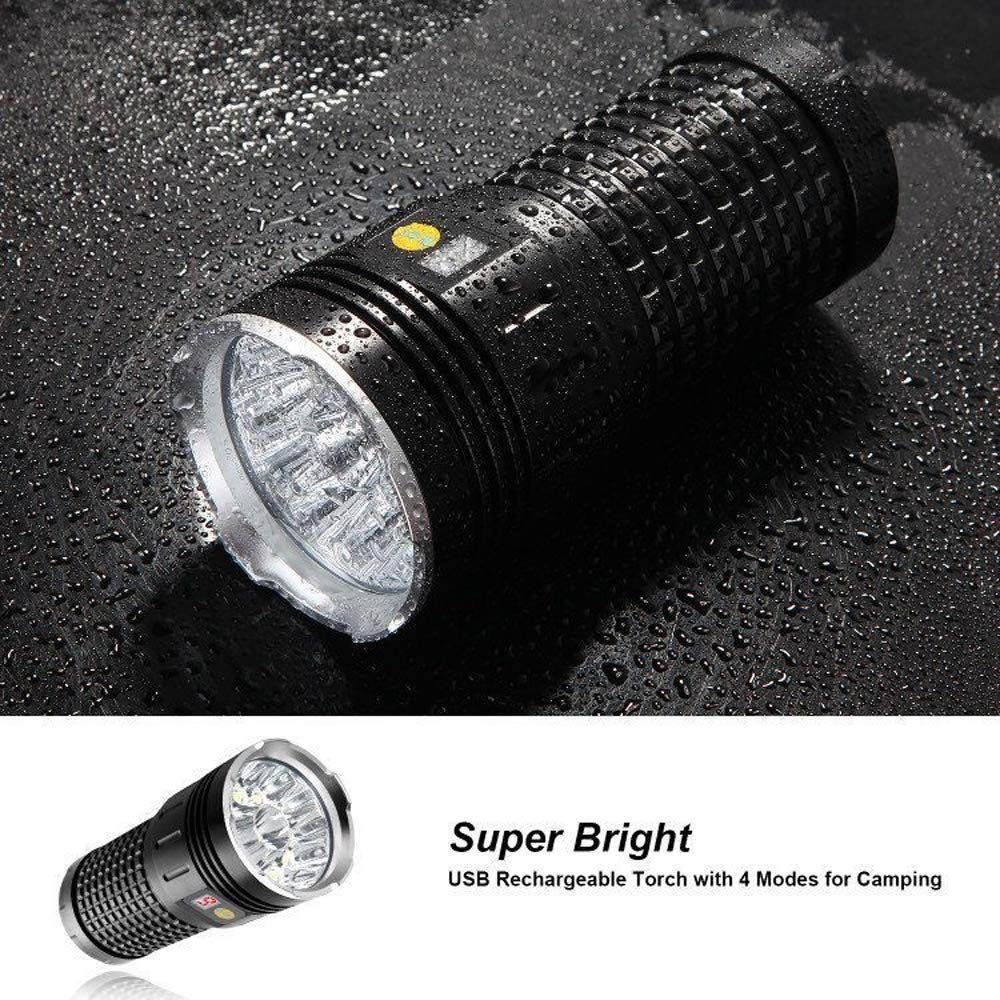 SKY RAY LED-ficklampa 15000 Lumen laddningsbar USB Type-C Perfekt för camping och hemreparationer