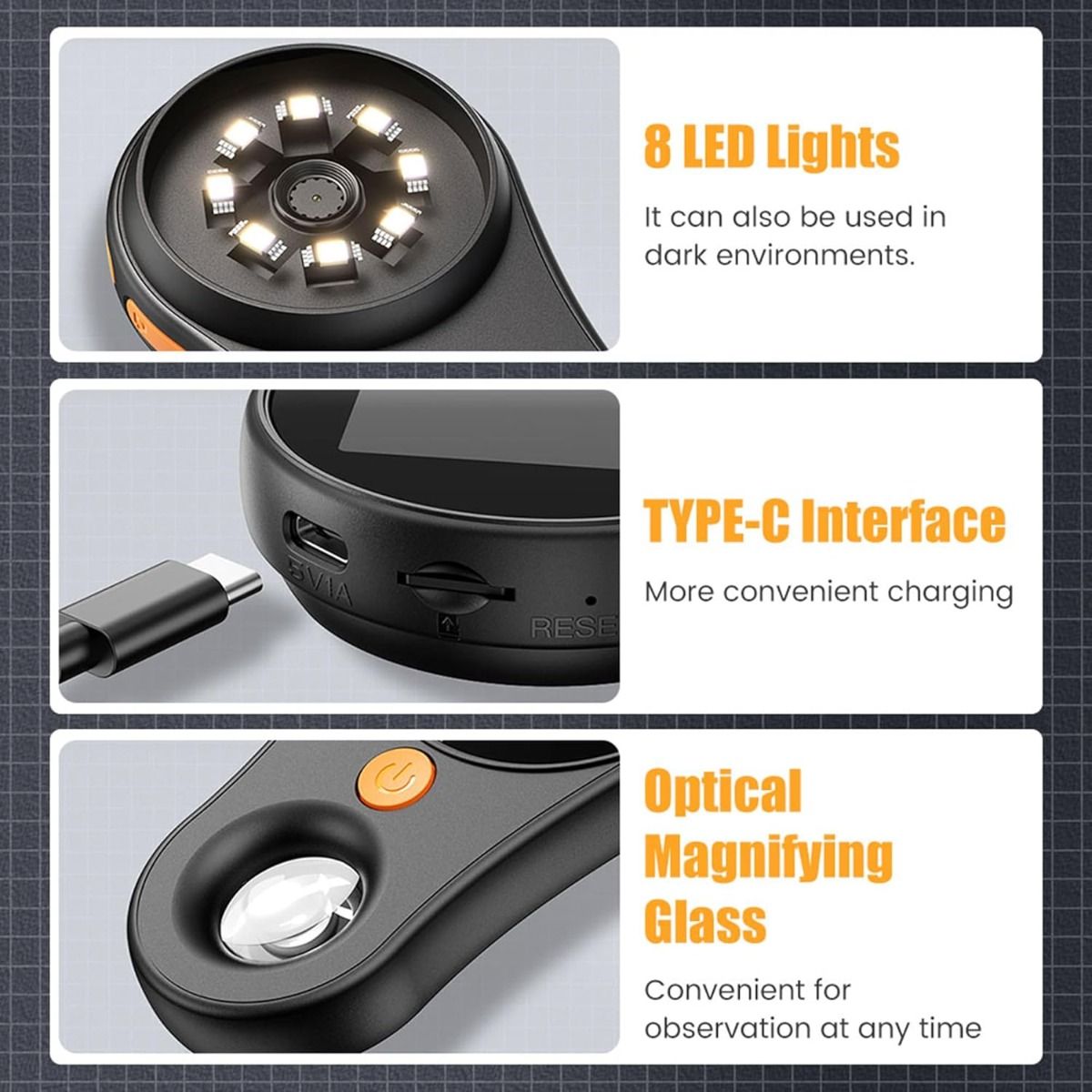 500x Digitalmikroskop 2MP - förstoringsglas för elektronikreparation, mynt & hudanalys, handhållen video