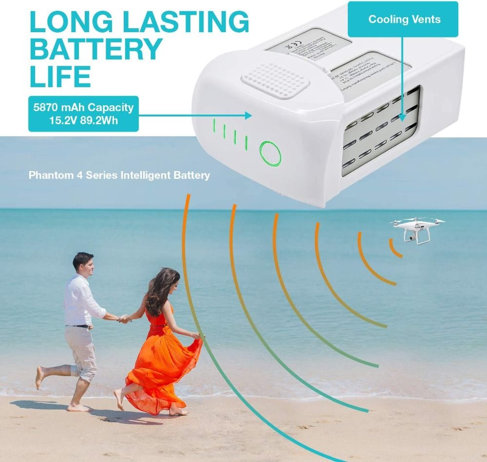 DJI Phantom 4 batteri 15.2V hög kapacitet 5870mAh Li-Po för FPV quadcopter och lång flygtid Phantom 4 Series