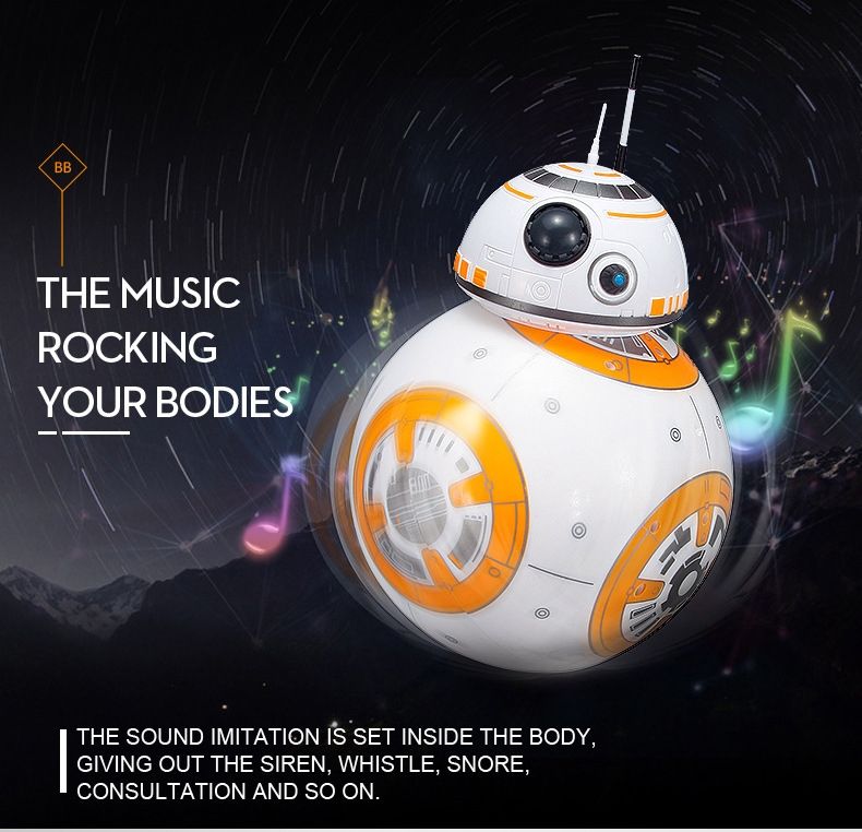 Star Wars BB-8 Fjärrstyrd Robot 20,5cm Intelligent RC-leksak 360° Rotation Rolig för barn och samlarobjekt