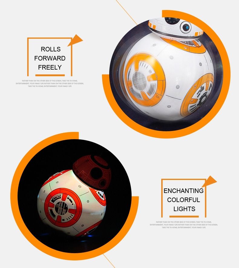 Star Wars BB-8 Fjärrstyrd Robot 20,5cm Intelligent RC-leksak 360° Rotation Rolig för barn och samlarobjekt