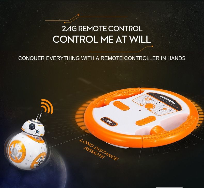 Star Wars BB-8 Fjärrstyrd Robot 20,5cm Intelligent RC-leksak 360° Rotation Rolig för barn och samlarobjekt