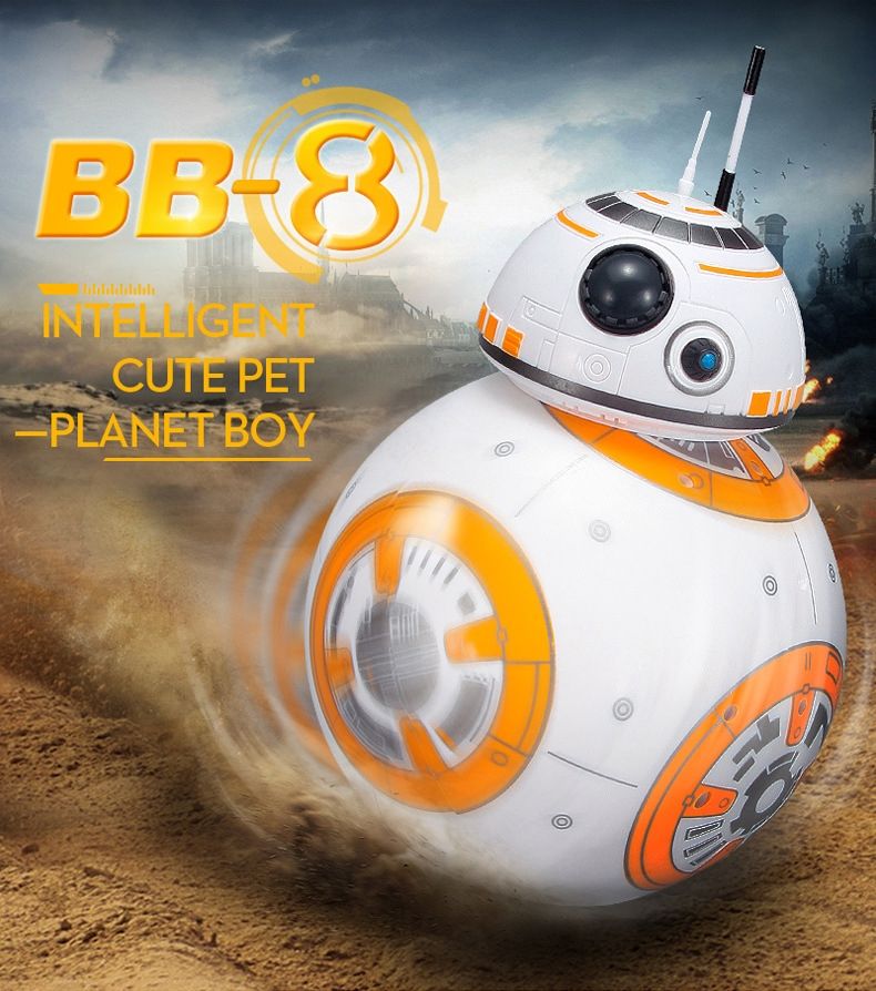 Star Wars BB-8 Fjärrstyrd Robot 20,5cm Intelligent RC-leksak 360° Rotation Rolig för barn och samlarobjekt