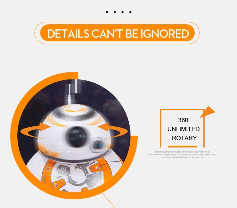 Star Wars BB-8 Fjärrstyrd Robot 20,5cm Intelligent RC-leksak 360° Rotation Rolig för barn och samlarobjekt
