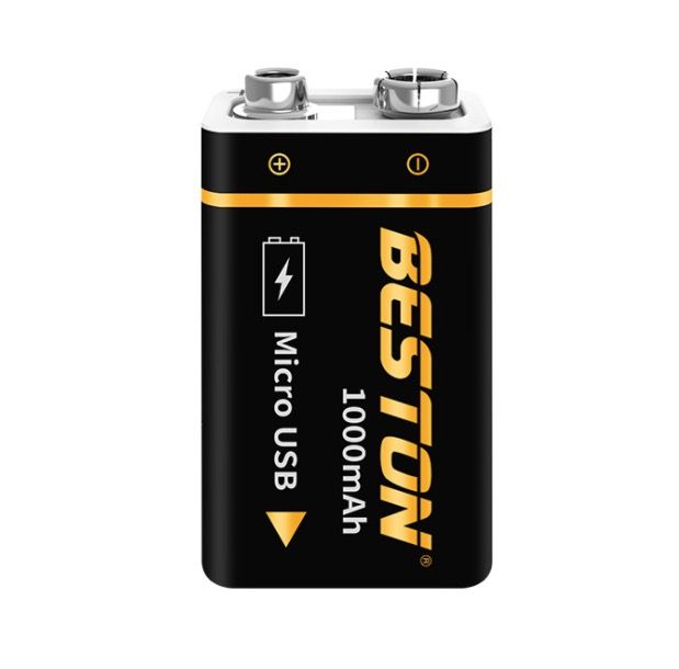 Beston 9V 1000mAh mikro-USB li-ion batteri hög kapacitet för RC helikoptrar och mikrofoner långvarigt miljövänligt