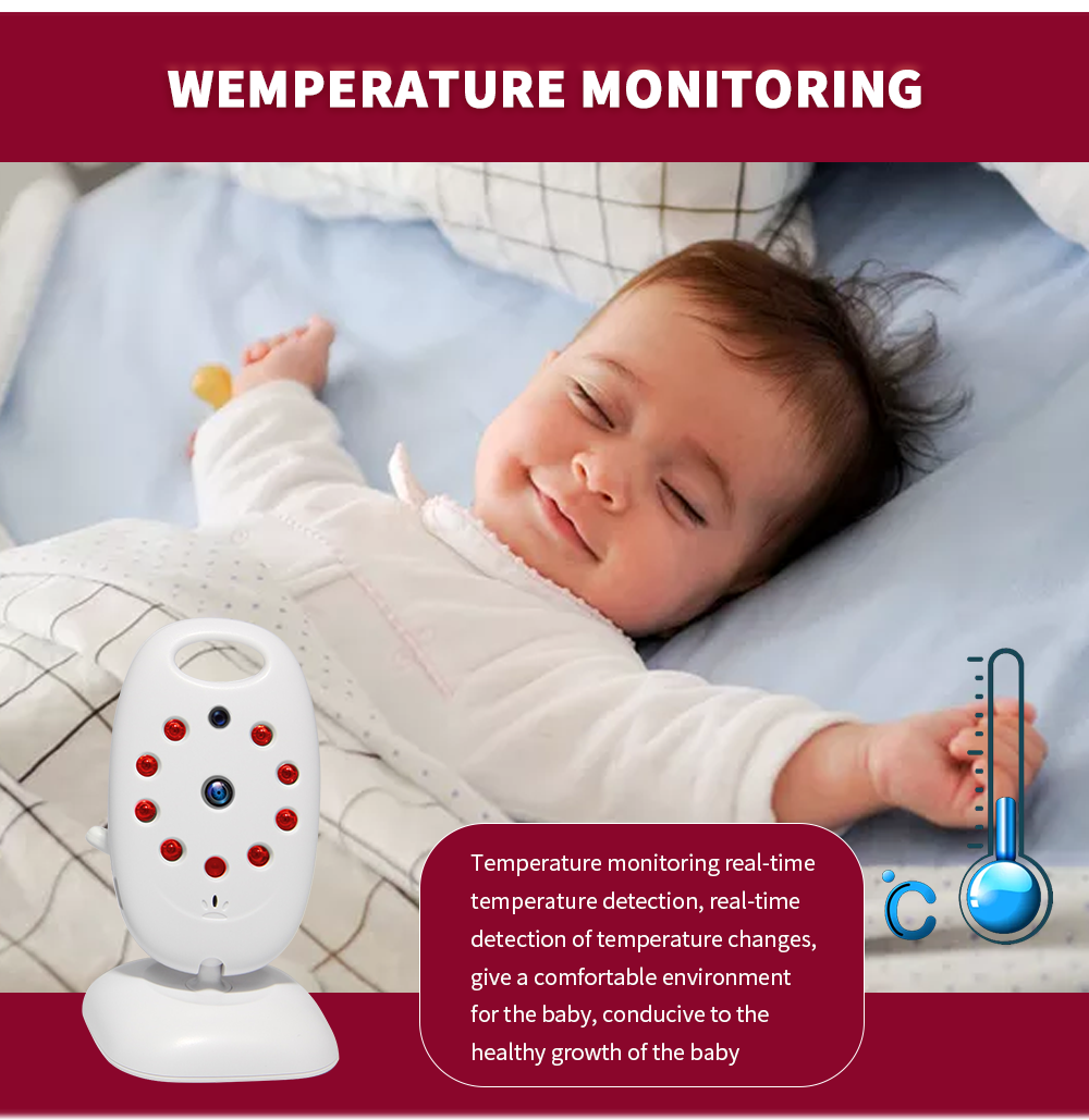 VB601 2.4G trådlös videobabyvakt med tvåvägskommunikation IR LED nattsyn bärbar babysäkerhetsenhet