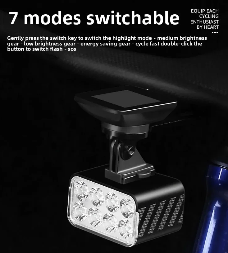 Fjärrstyrd Cykellampa W450 1800 Lumen – Stark & Lyftbar Framlampa för MTB