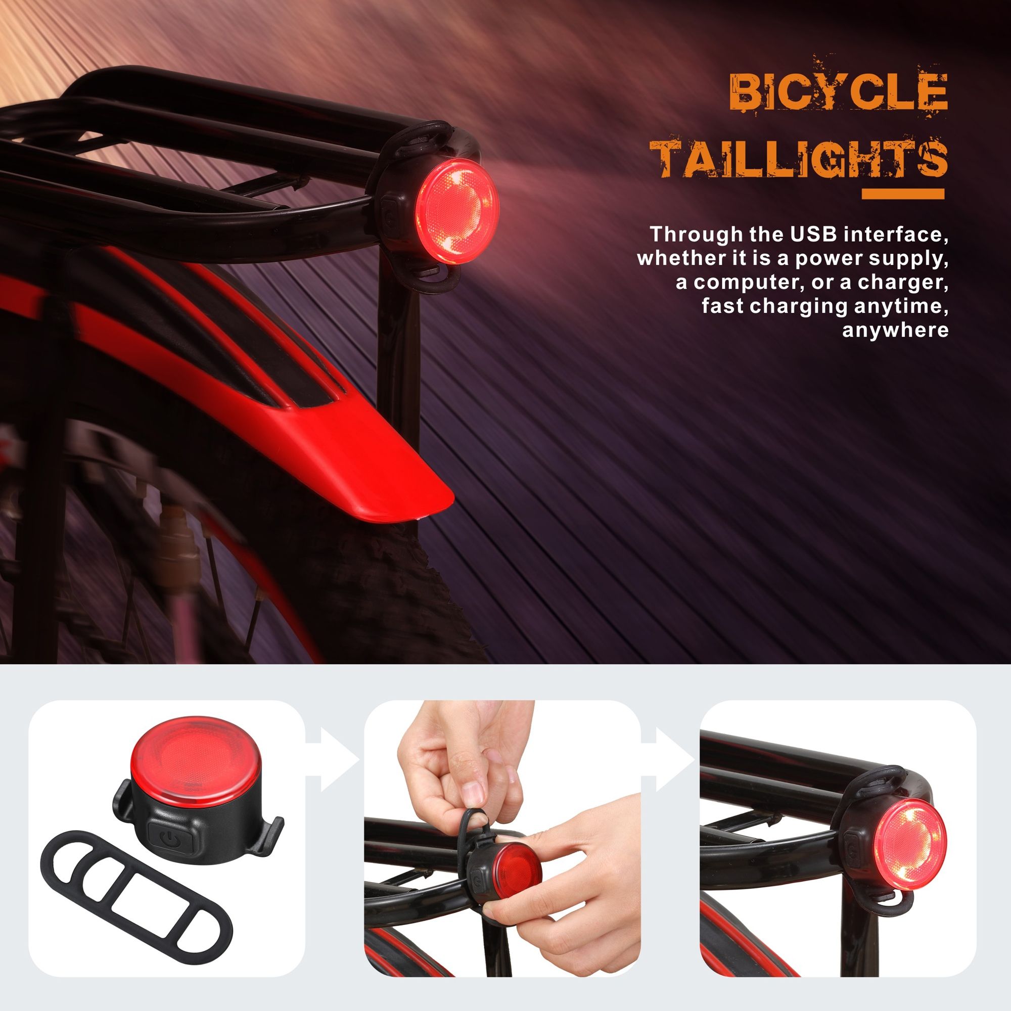 NiteBeam BR05 cykellampor 5000 lumen USB-uppladdningsbar cykelsäkerhetsutrustning med powerbank-funktion