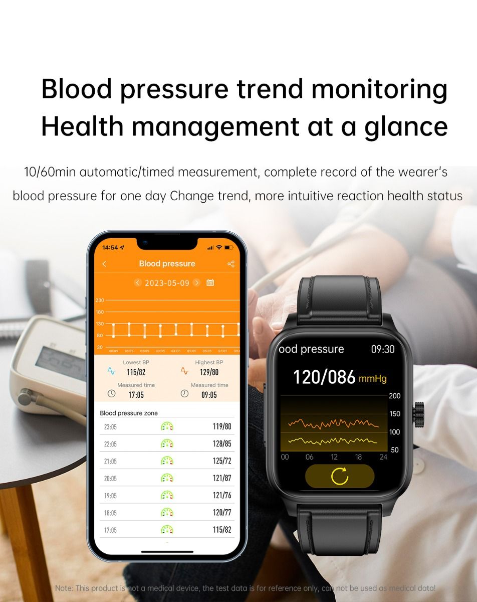 ET540 Blodsocker EKG Kroppstemperatur Blodtryck Blodsyre Puls Bluetooth-samtal Smartklocka Träningsspårare
