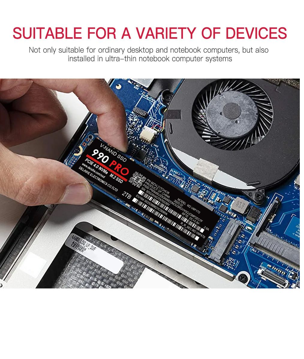 SSD hög hastighet 990 PRO PCIe 4.0 NVMe 4.0 M.2 2280 1TB 2TB 4TB SSD Intern solid state-hårddisk för bärbar dator, PC, PS4
