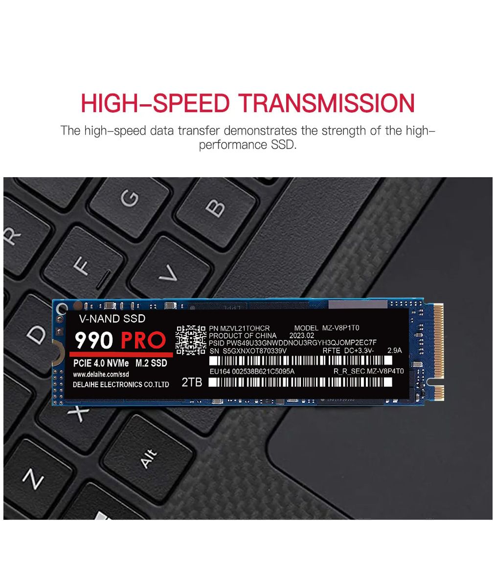 SSD hög hastighet 990 PRO PCIe 4.0 NVMe 4.0 M.2 2280 1TB 2TB 4TB SSD Intern solid state-hårddisk för bärbar dator, PC, PS4