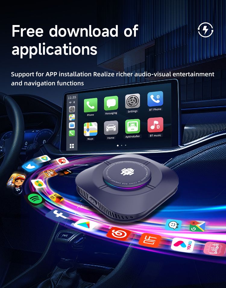 Carlinkit Android 13 TV Box Trådlös CarPlay Sömlös Anslutning 8-kärnig Adapter för Bilunderhållning